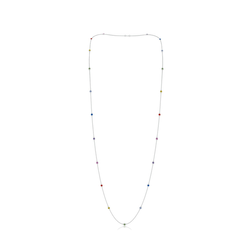 36' Spectra Bezel-Set Round Multi-Sapphire Station Necklace
