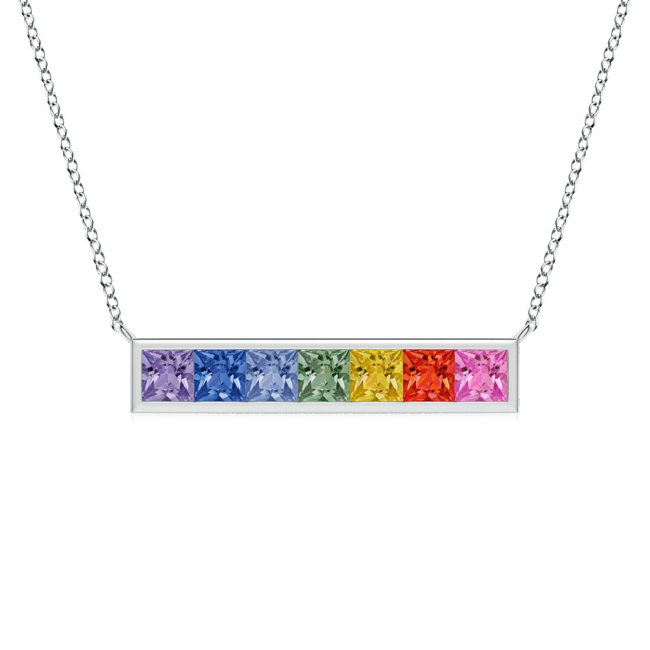 Spectra Channel-Set Square Multi-Sapphire Horizontal Bar Pendant