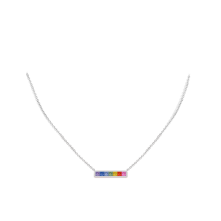 Spectra Channel-Set Square Multi-Sapphire Horizontal Bar Pendant