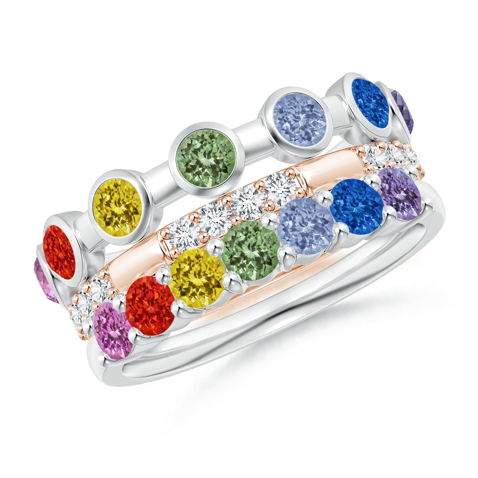 Spectra Multi-Sapphire and Diamond Stackable Ring Set