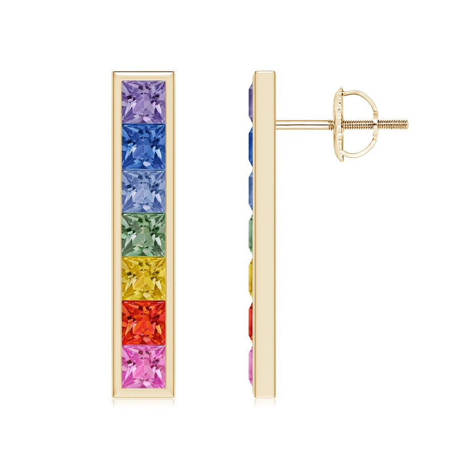 Spectra Channel-Set Square Multi-Sapphire Linear Earrings