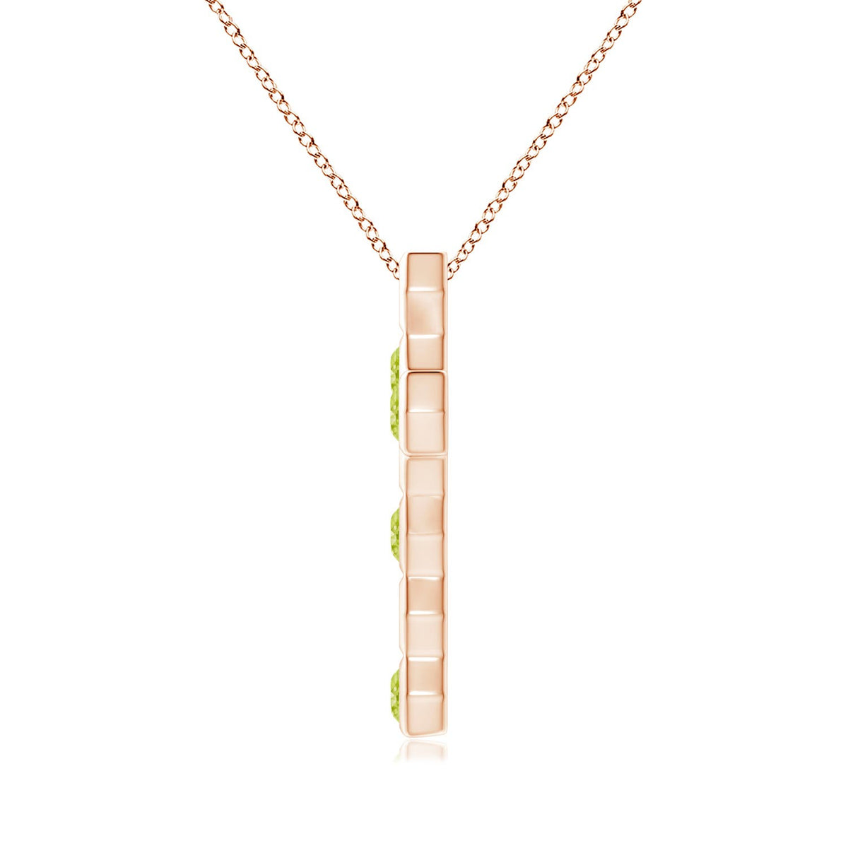 Natori x 0.6 CTW Hexagonal Alternate Peridot Cross Pendant in 14K Rose Gold