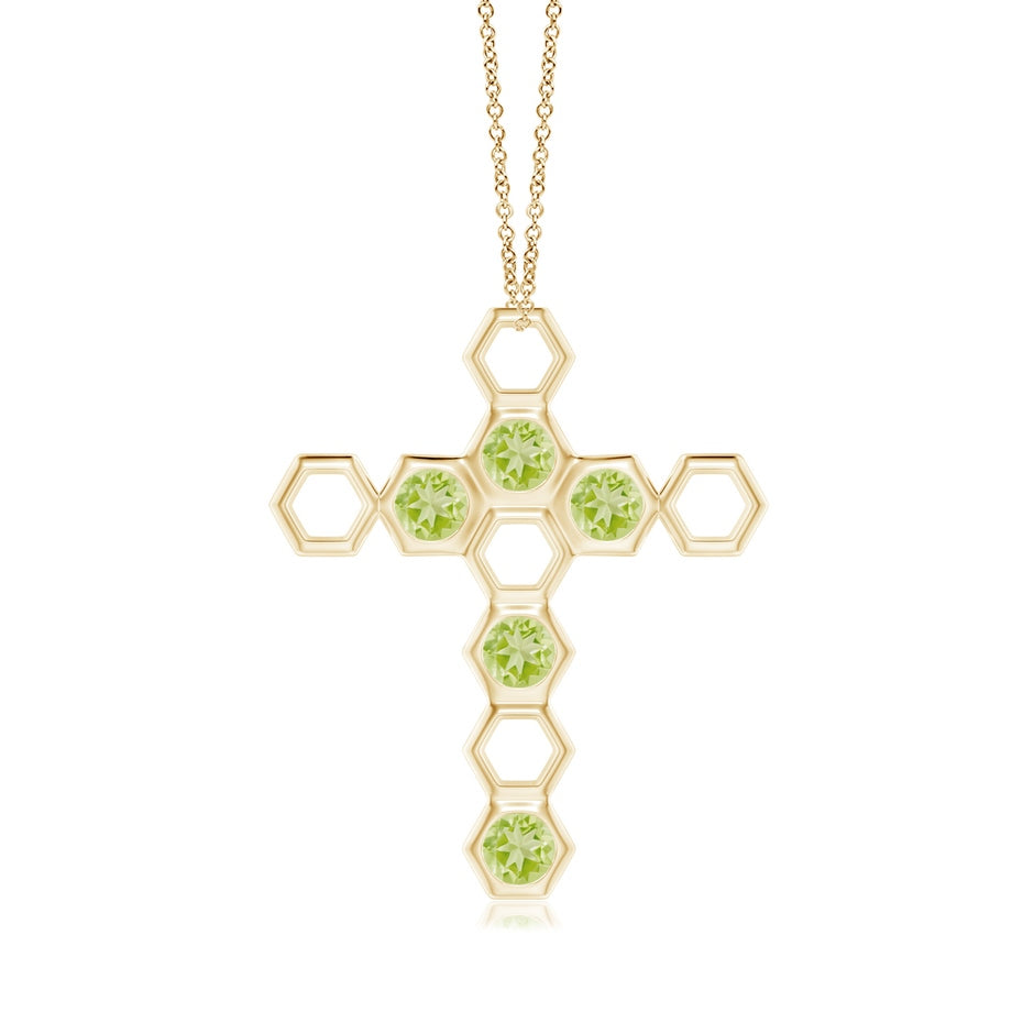 Natori x Angara Hexagonal Alternate Peridot Cross Pendant