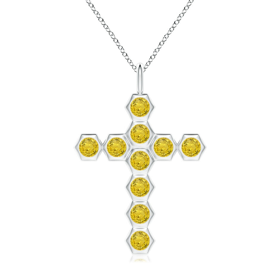 Natori x Angara Hexagonal Yellow Sapphire Cross Pendant