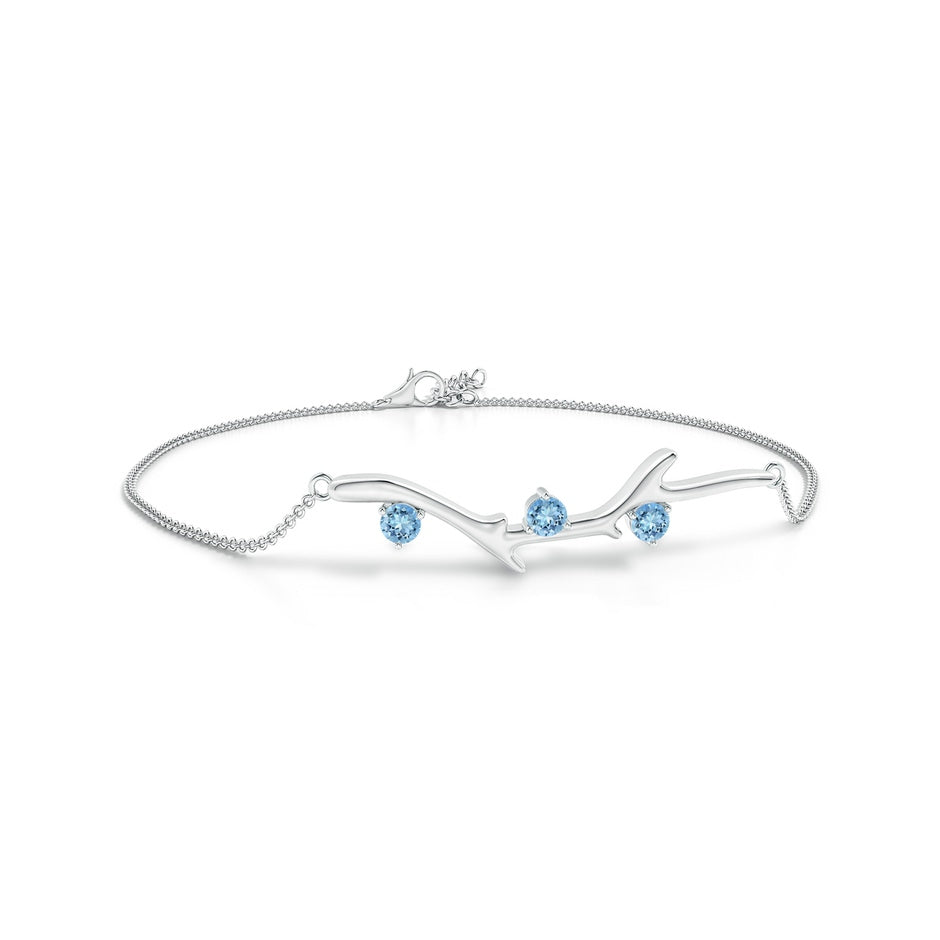 Nature Inspired Round Aquamarine Tree Branch Bracelet