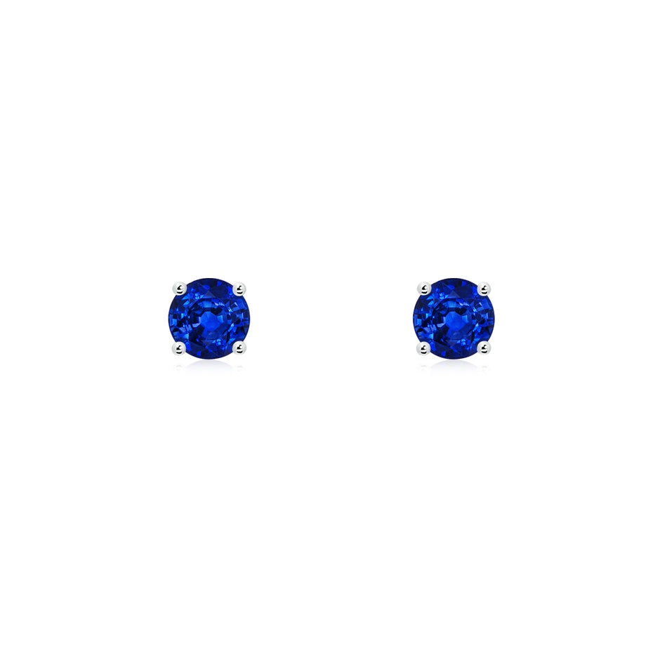 Round Blue Sapphire Stud Earrings