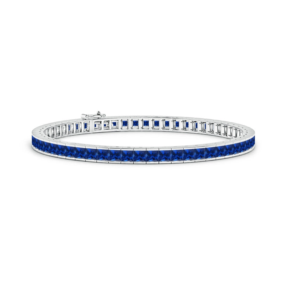 Lab-Grown Channel-Set Square Sapphire Tennis Bracelet