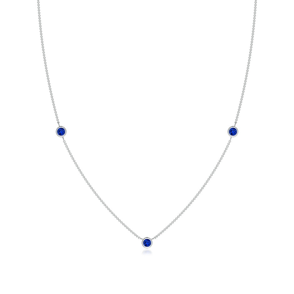 Bezel-Set Round Blue Sapphire Chain Necklace