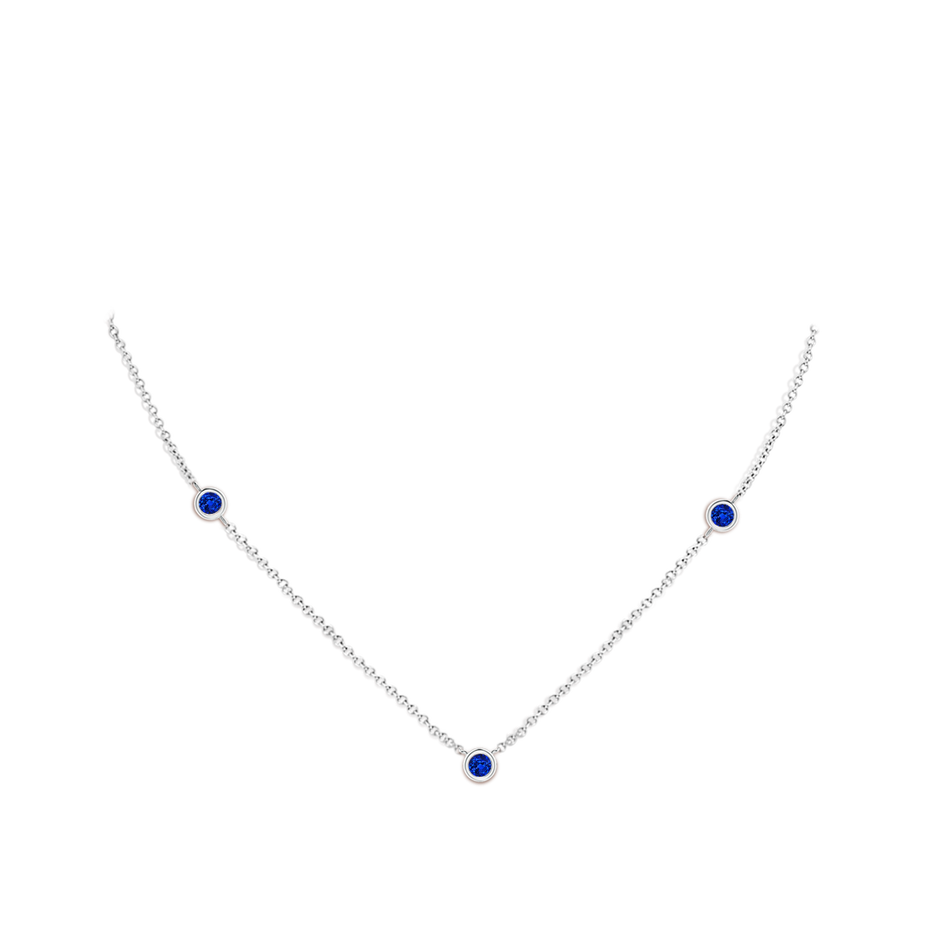 Bezel-Set Round Blue Sapphire Chain Necklace