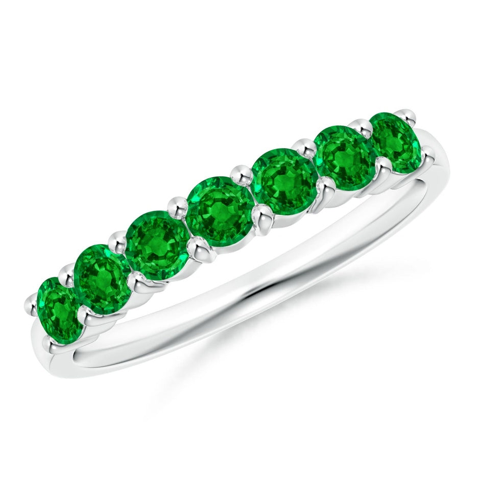 Half Eternity Seven Stone Emerald Wedding Ring