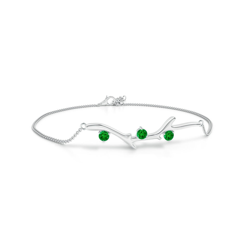 Nature Inspired Round Emerald Tree Branch Bracelet