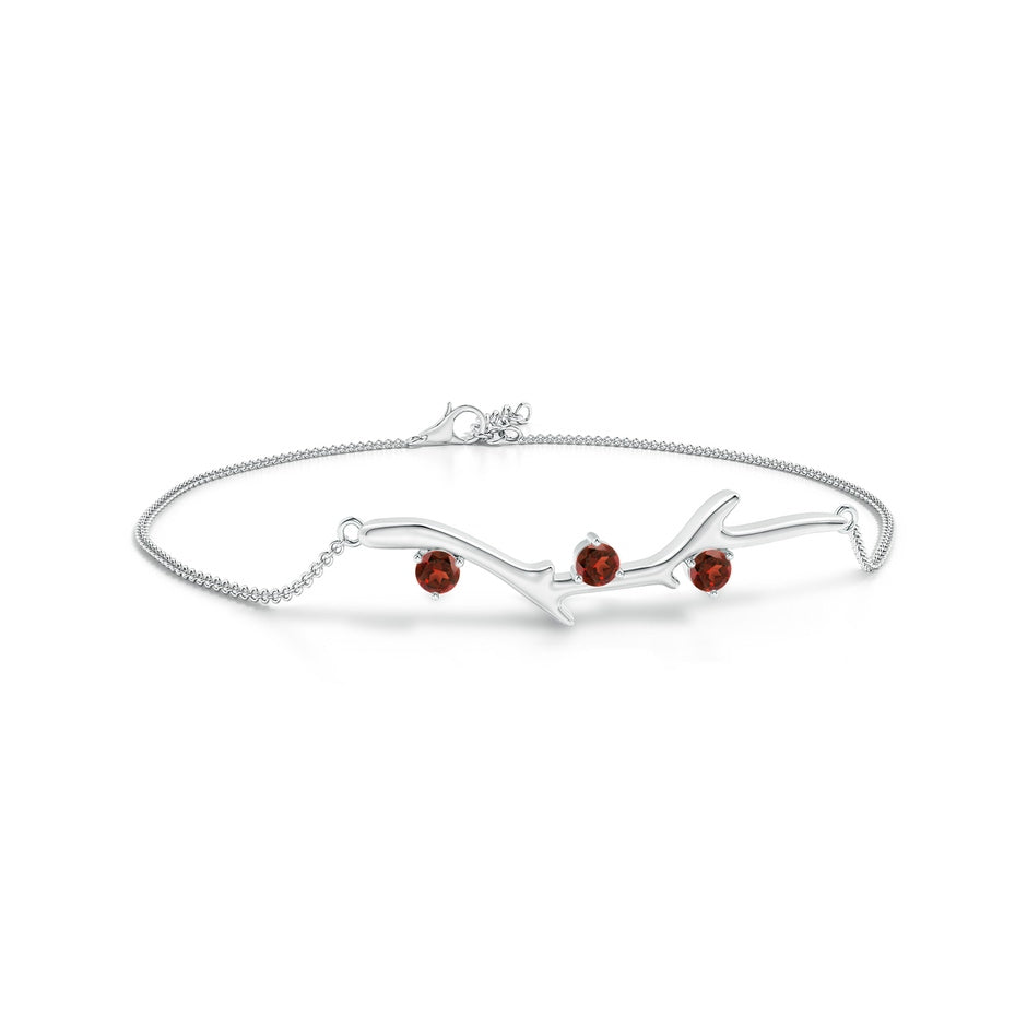 Nature Inspired Round Garnet Tree Branch Bracelet