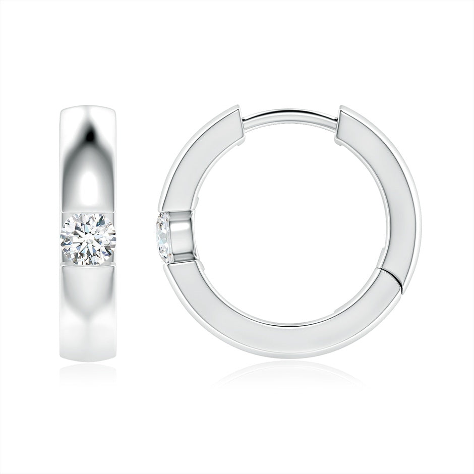Lab-Grown Channel-Set Round Diamond Hinged Hoop Earrings