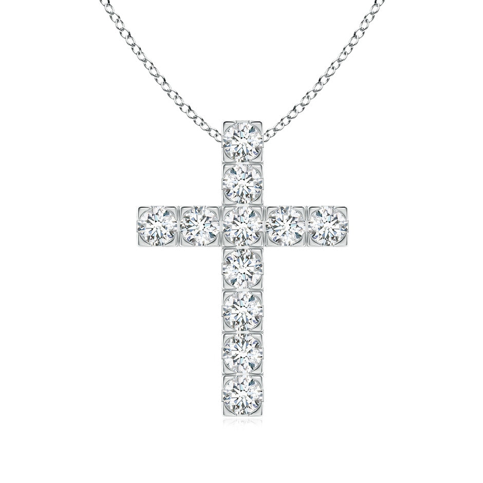 Lab-Grown Flat Prong-Set Diamond Cross Pendant