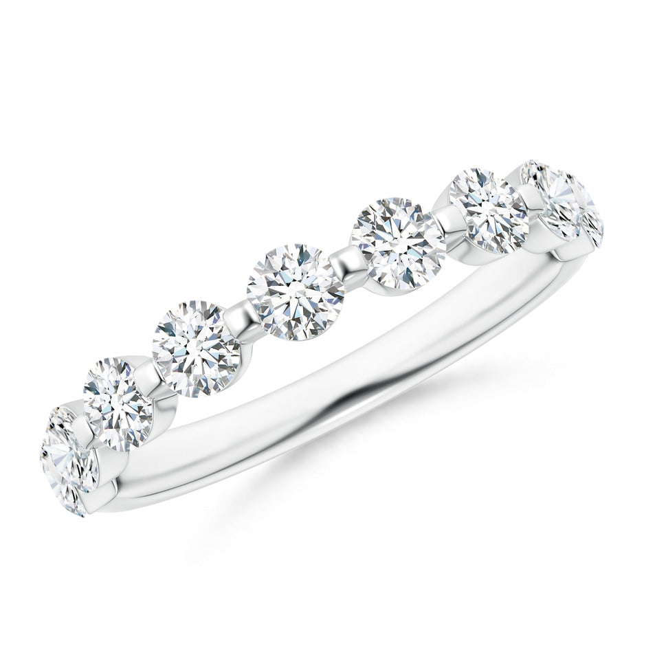 Floating Round Diamond Semi Eternity Wedding Ring for Her