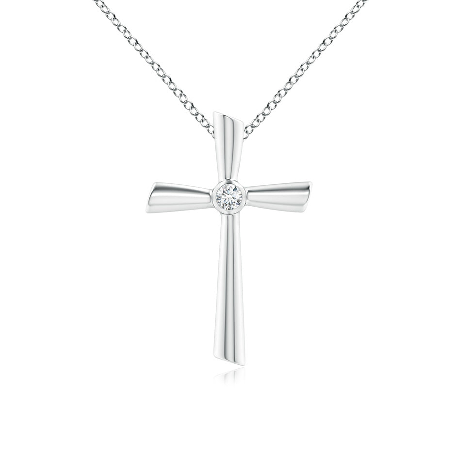 Bezel-Set Solitaire Round Diamond Cross Pendant