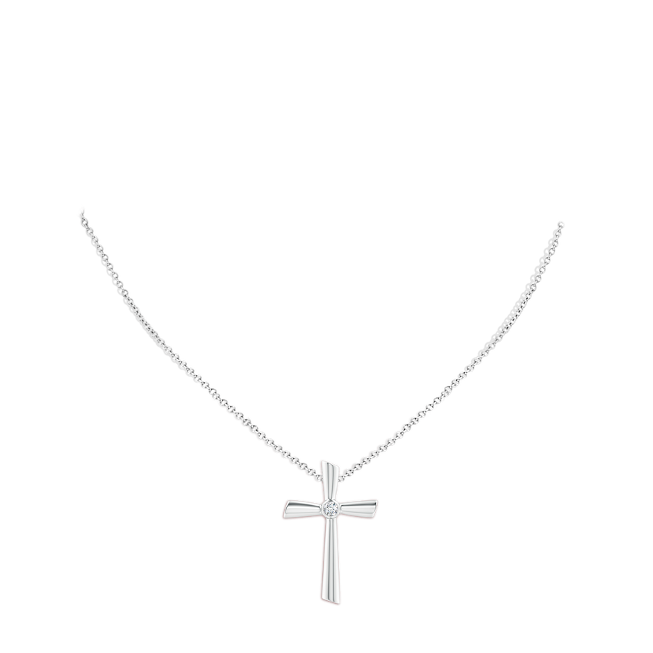 Bezel-Set Solitaire Round Diamond Cross Pendant