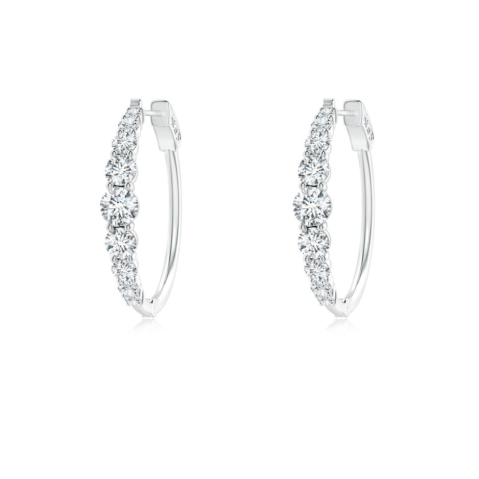 Graduated Prong-Set Lab-Grown Diamond Hoop Earrings
