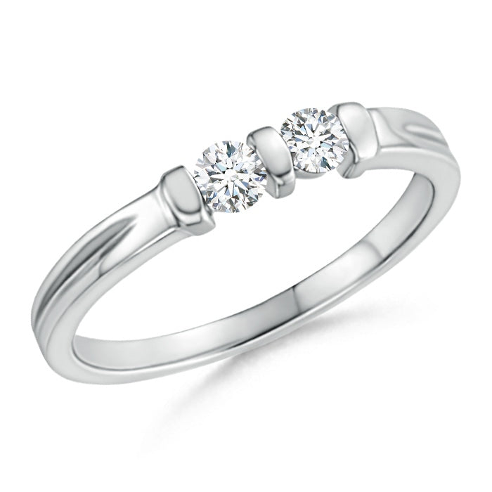 Lab-Grown Round Two Stone Diamond Ring with Bar Setting