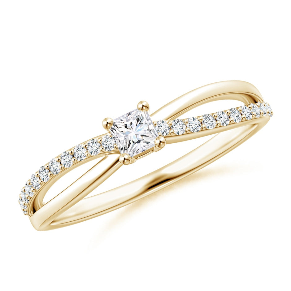 Prong Set Princess-Cut Diamond Split Shank Promise Ring