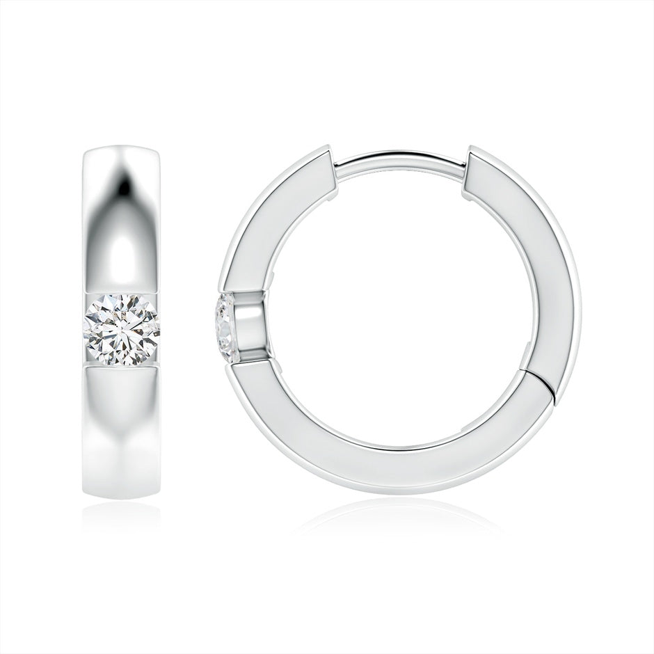 Channel-Set Round Diamond Hinged Hoop Earrings