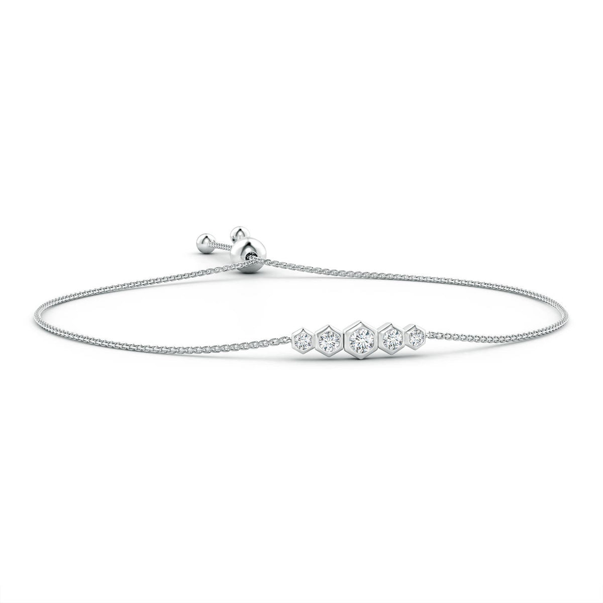 Natori x 0.31 CTW Hexagonal Frame 5 Bezel Set Diamond Indochine Journey Bracelet in Silver