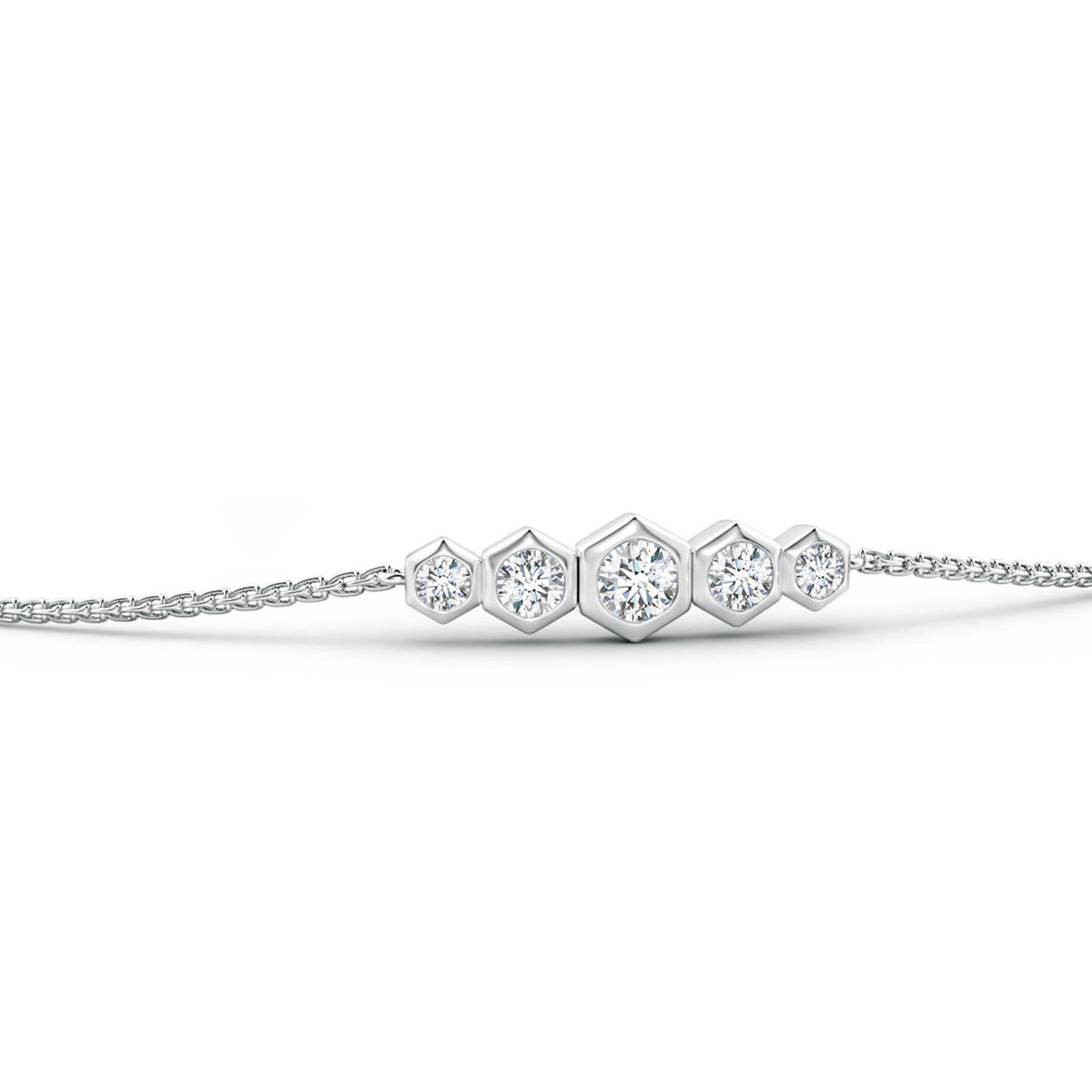 Natori x 0.31 CTW Hexagonal Frame 5 Bezel Set Diamond Indochine Journey Bracelet in Silver