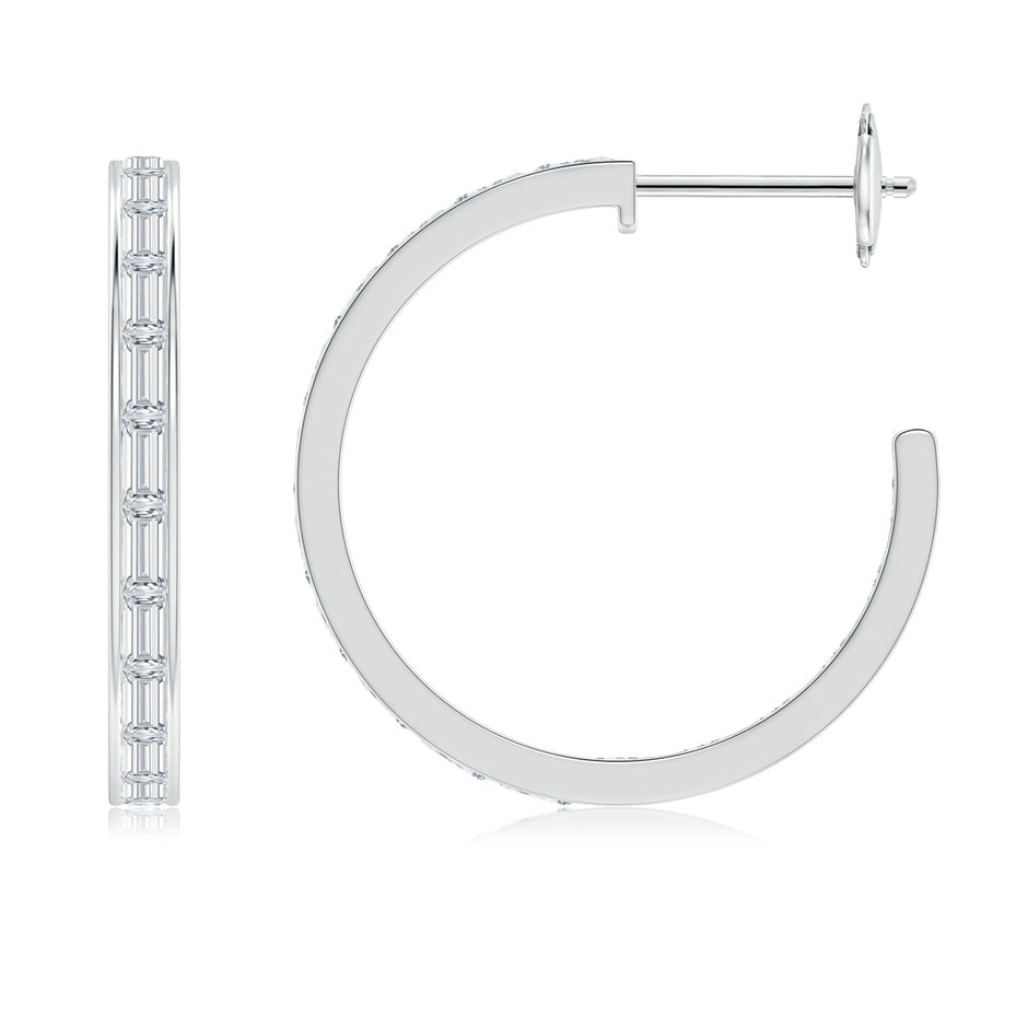 Lab-Grown Channel-Set Baguette Diamond Inside-Out Medium Hoop Earrings