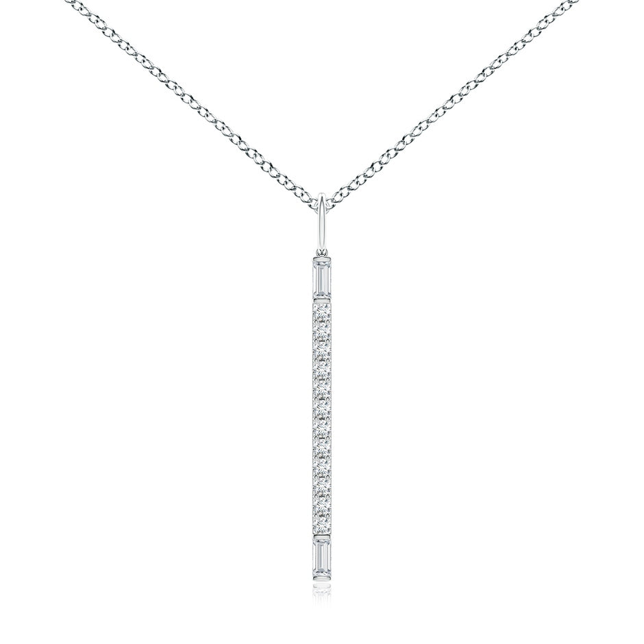 Round & Baguette Diamond Vertical Bar Pendant