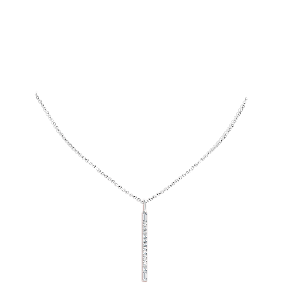 Round & Baguette Diamond Vertical Bar Pendant