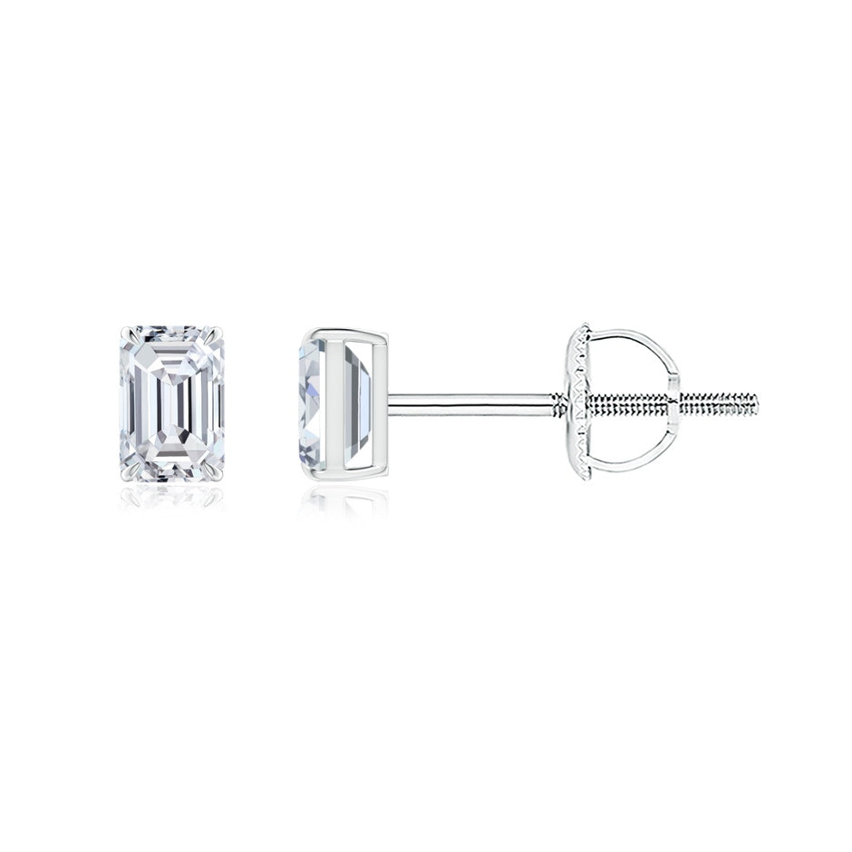 Emerald-Cut Diamond Solitaire Stud Earrings