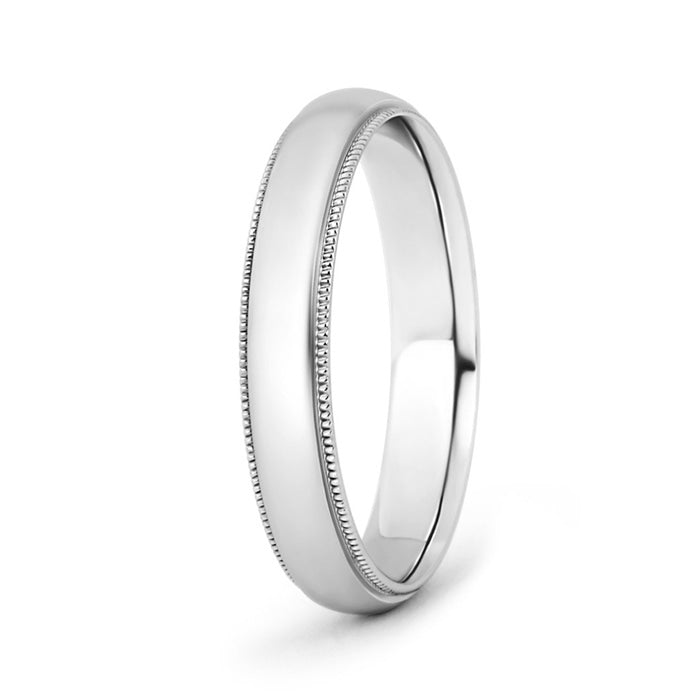 Low Dome Comfort Fit Milgrain Wedding Band for Him