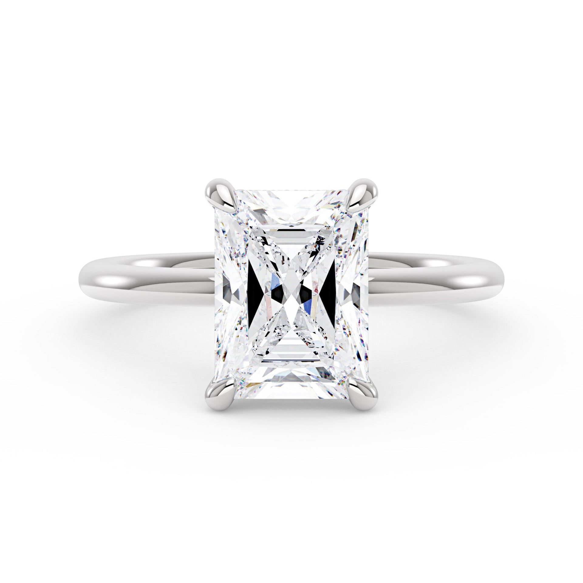 4 Carat Radiant Moissanite Solitaire Ring with Hidden Halo