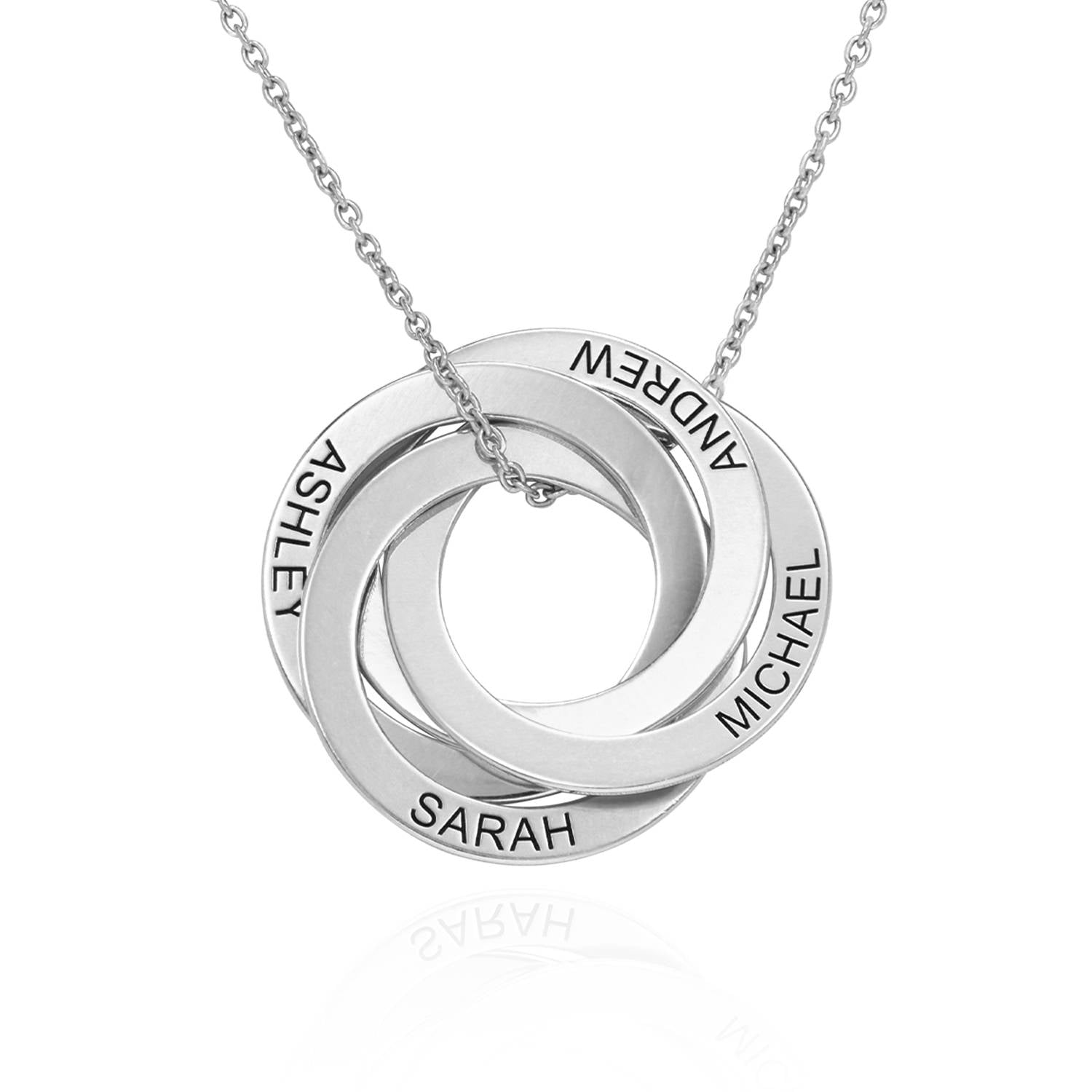 Russian Ring Necklace with 4 Rings in 10K Solid White Gold