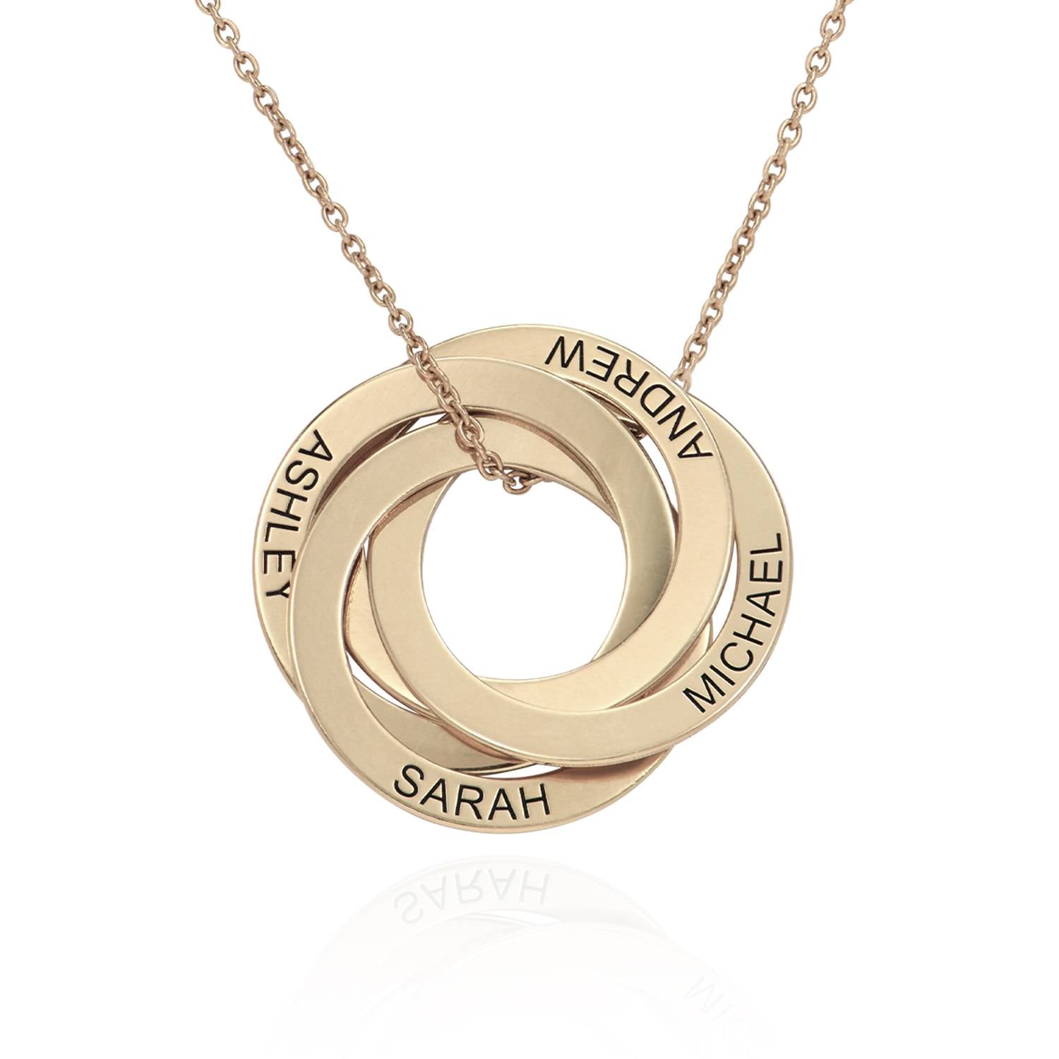 4 Russian Rings Necklace in 10k Yellow Gold