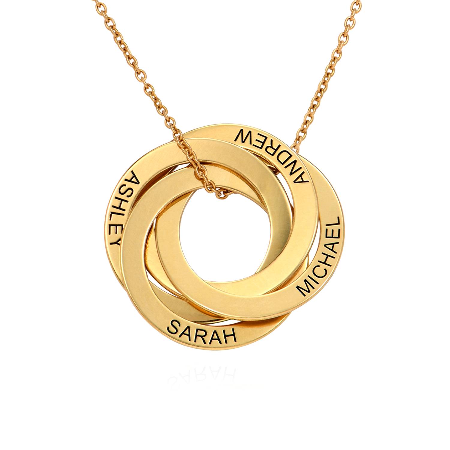 Mothers Gifts - 4 Russian Rings Necklace in Gold Plating - Birthstone Necklace for Mom