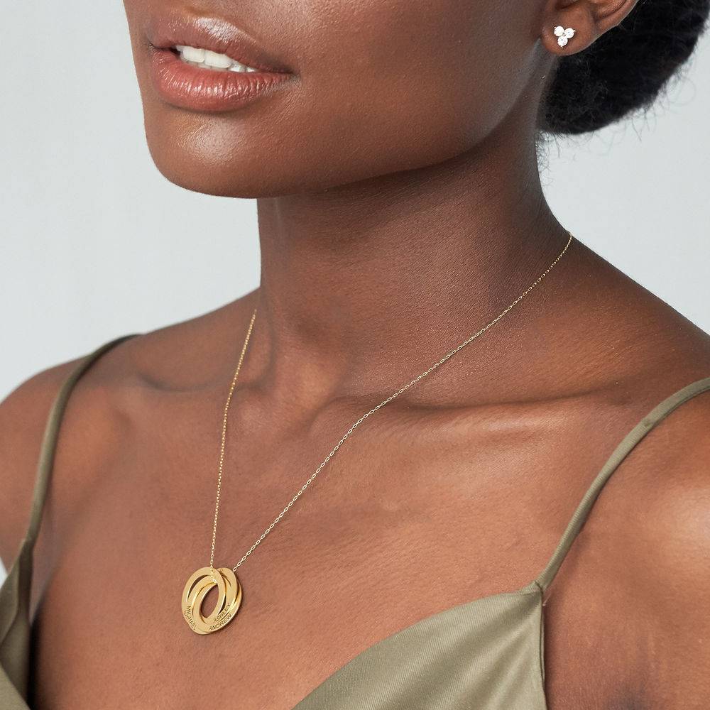 Mothers Gifts - 4 Russian Rings Necklace in Gold Plating - Birthstone Necklace for Mom
