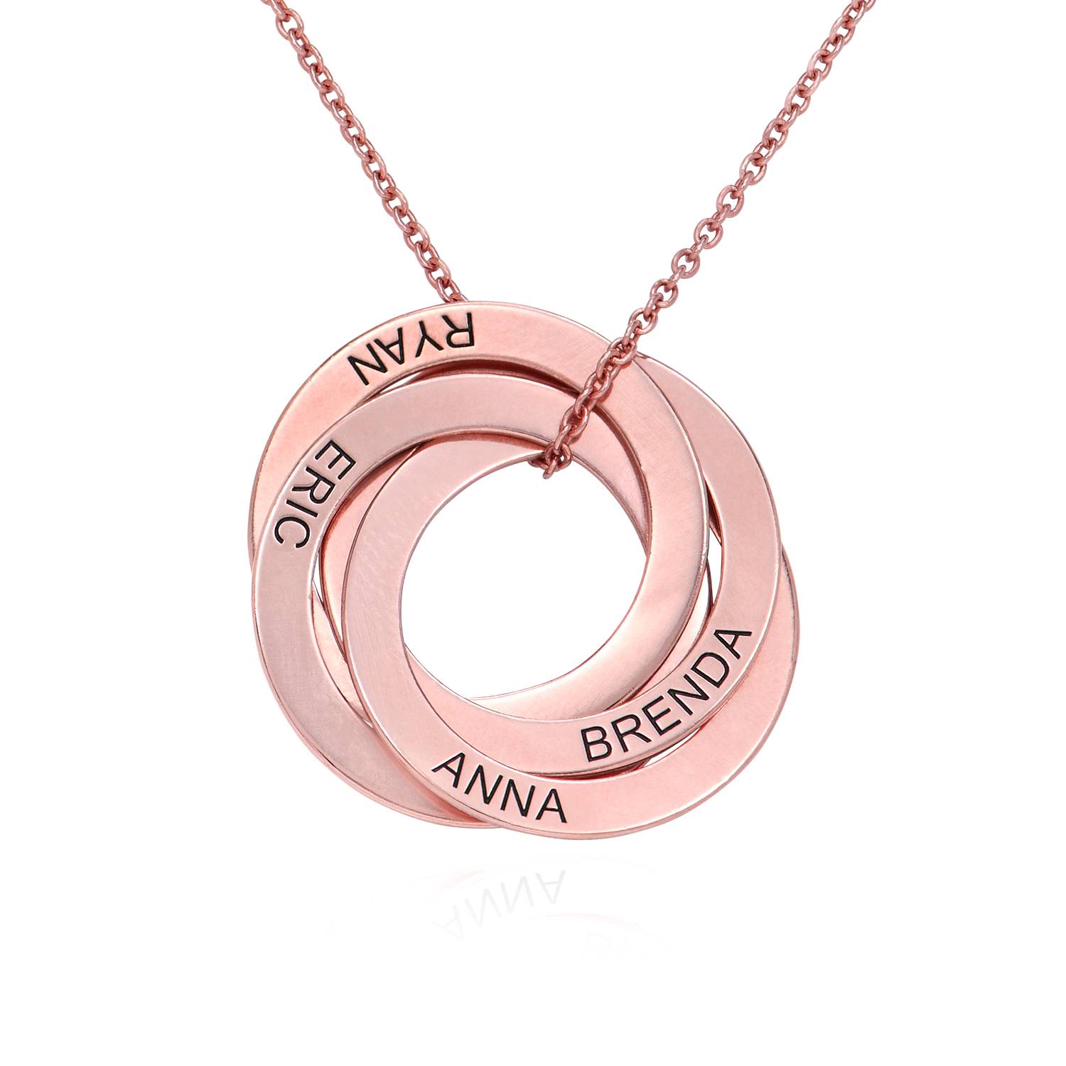 Mothers Gifts Ideas From Kids - 4 Russian Rings Necklace in Rose Gold Plating - Mom Jewelry