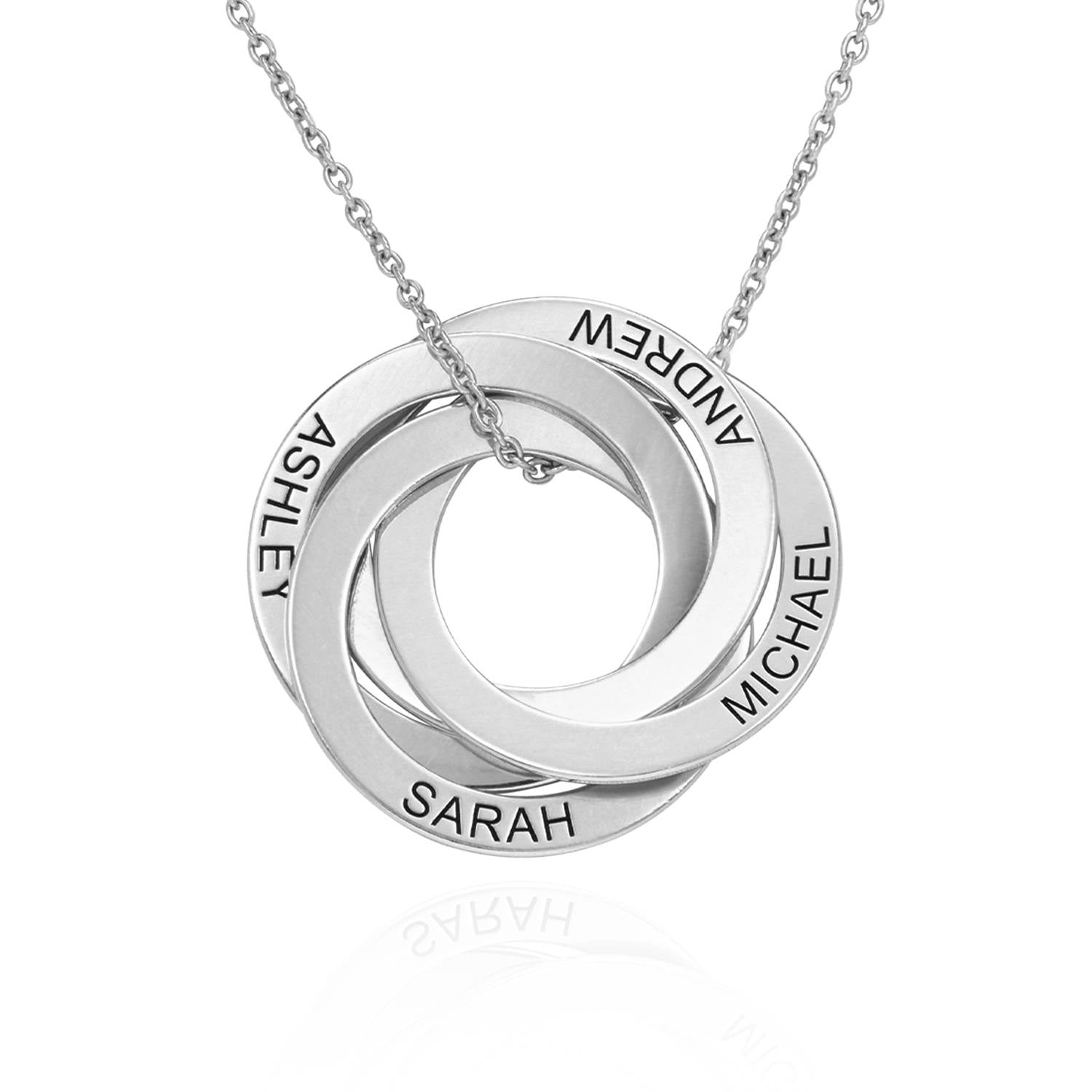 Russian Ring Necklace with 4 Rings in Silver