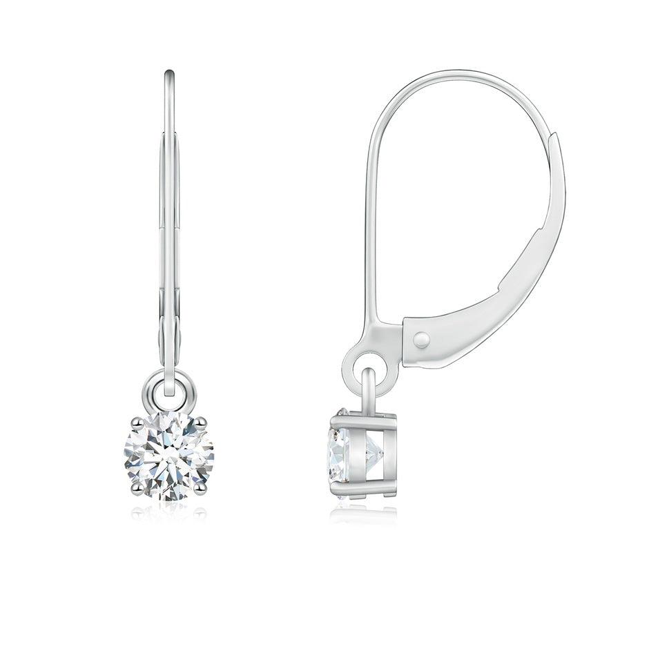 Lab-Grown Round Diamond Leverback Earrings