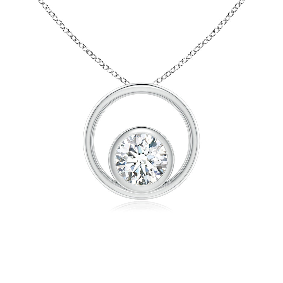 Bezel-Set Diamond Solitaire Open Circle Pendant
