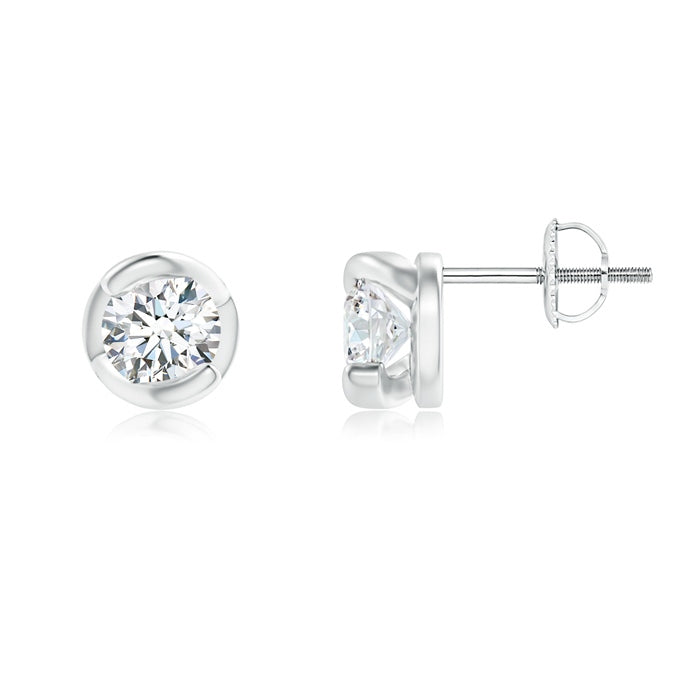 Spiral-Framed Diamond Solitaire Stud Earrings