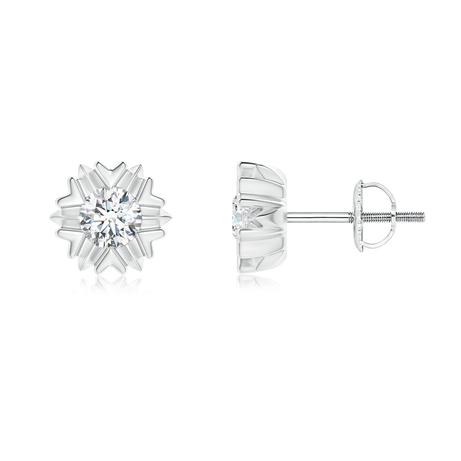 Prong-Set Solitaire Diamond Snowflake Stud Earrings