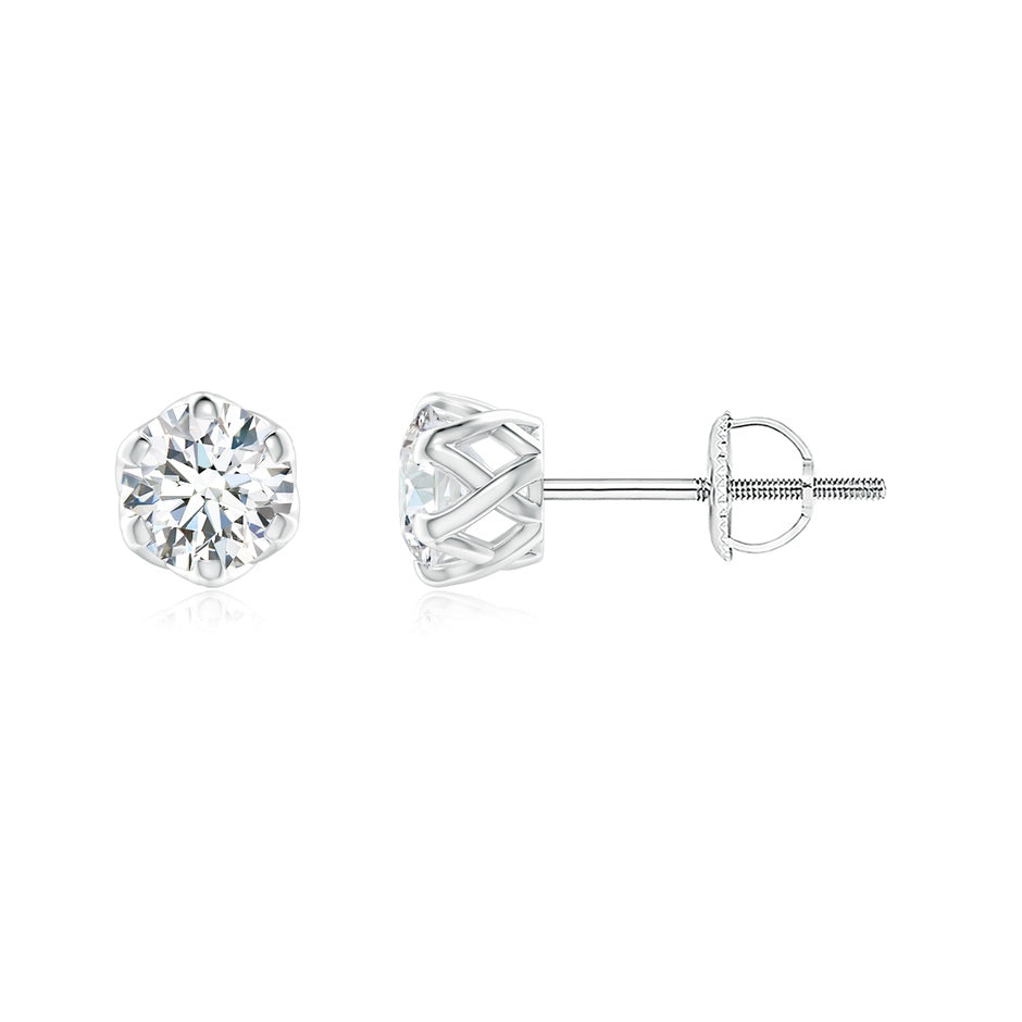 Six Prong-Set Diamond Solitaire Filigree Stud Earrings