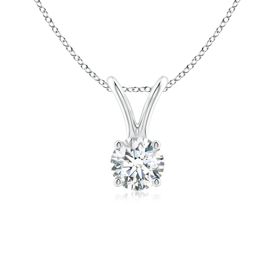 Prong-Set Round Diamond Solitaire V-Bale Pendant