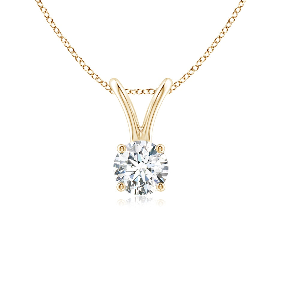 Prong-Set Round Diamond Solitaire V-Bale Pendant
