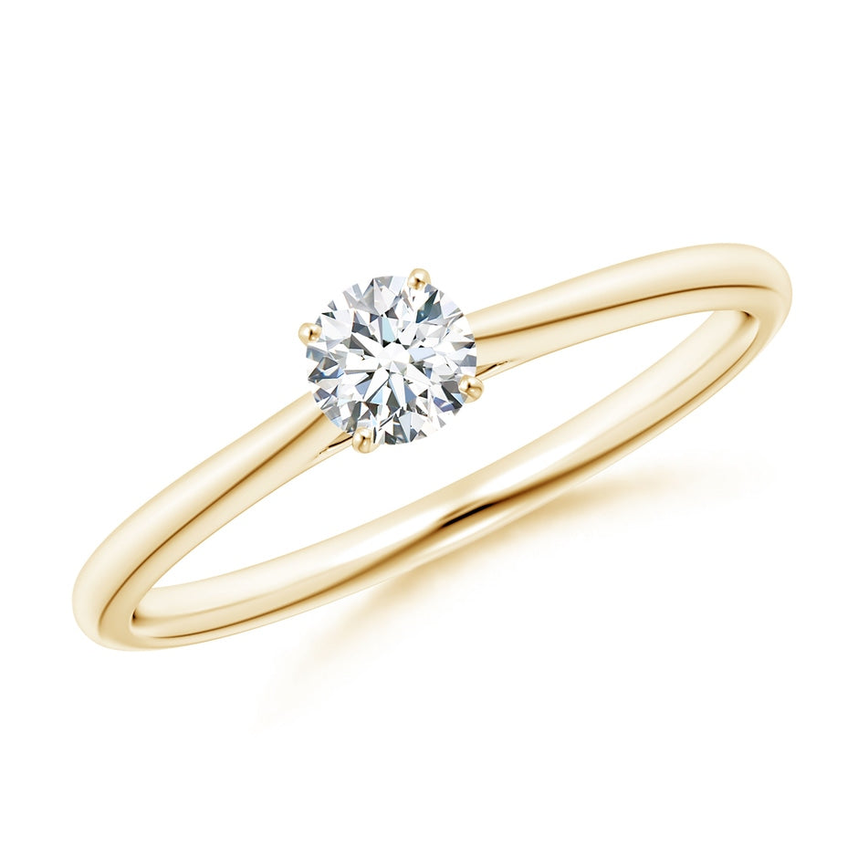 Round Diamond Tapered Cathedral Solitaire Engagement Ring