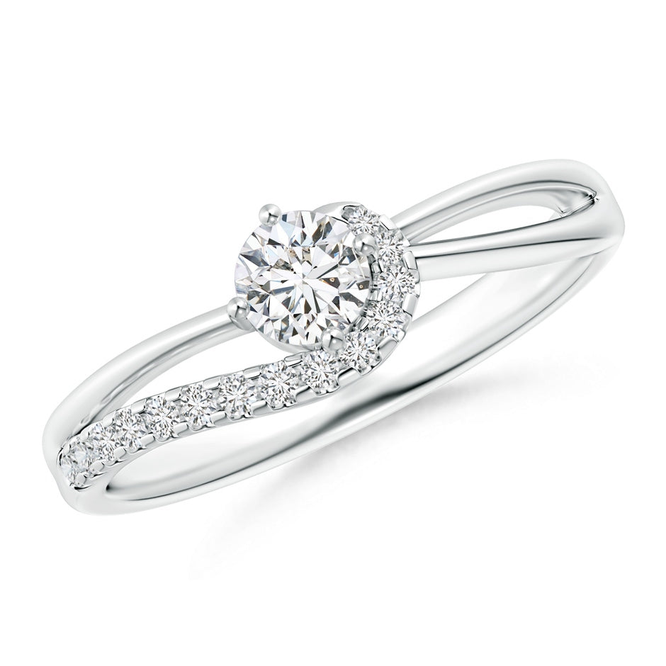 Solitaire Round Diamond Swirl Promise Ring