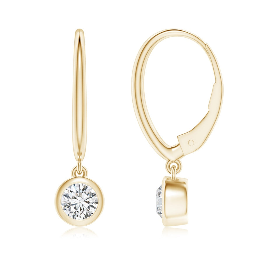 Classic Bezel-Set Round Diamond Leverback Drop Earrings