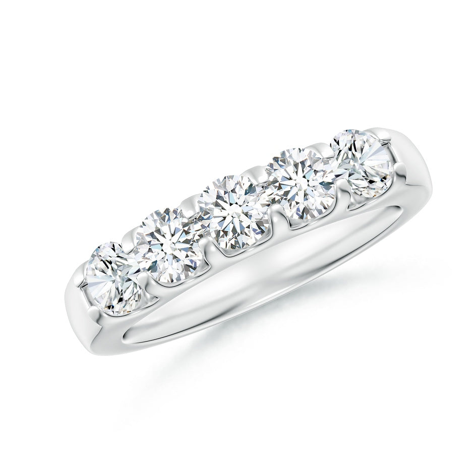 Shared Prong Set Half Eternity Diamond Wedding Band